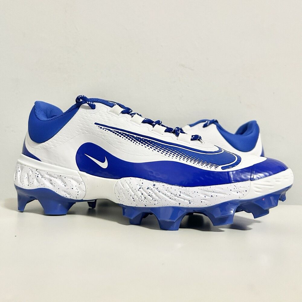 Nike Alpha Huarache Elite 4 Low MCS “White Blue” Mens Size 11.5 Baseball Cleats